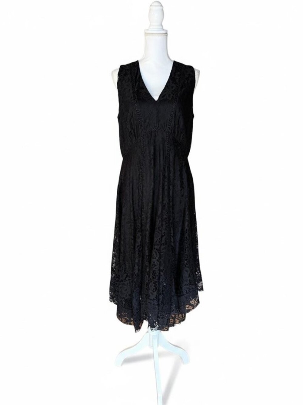 Taylor Dress Womens 14 Black Lace Overlay V Neck Sleeveless Evening Dress